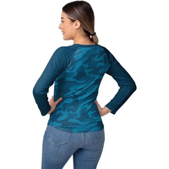 FOCO Womens NFL Team Logo Ladies Fashion Raglan Top Shirt - Picture 2 of 4